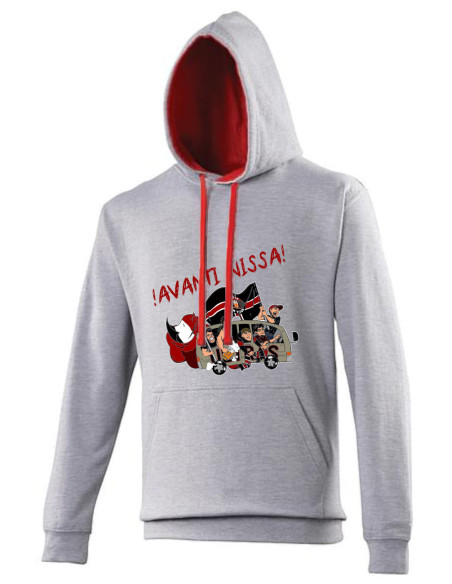 sweat capuche gris et rouge ultras avanti nissa